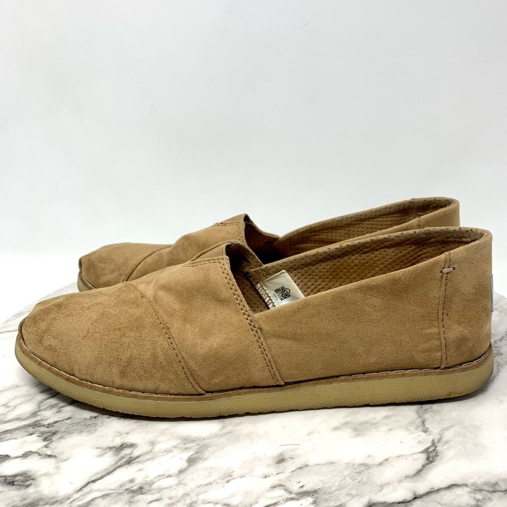Toms Alpargata Brown Microsuede Slip On Flats 9.5 Casual Boho Classic Normcore - Picture 3 of 14